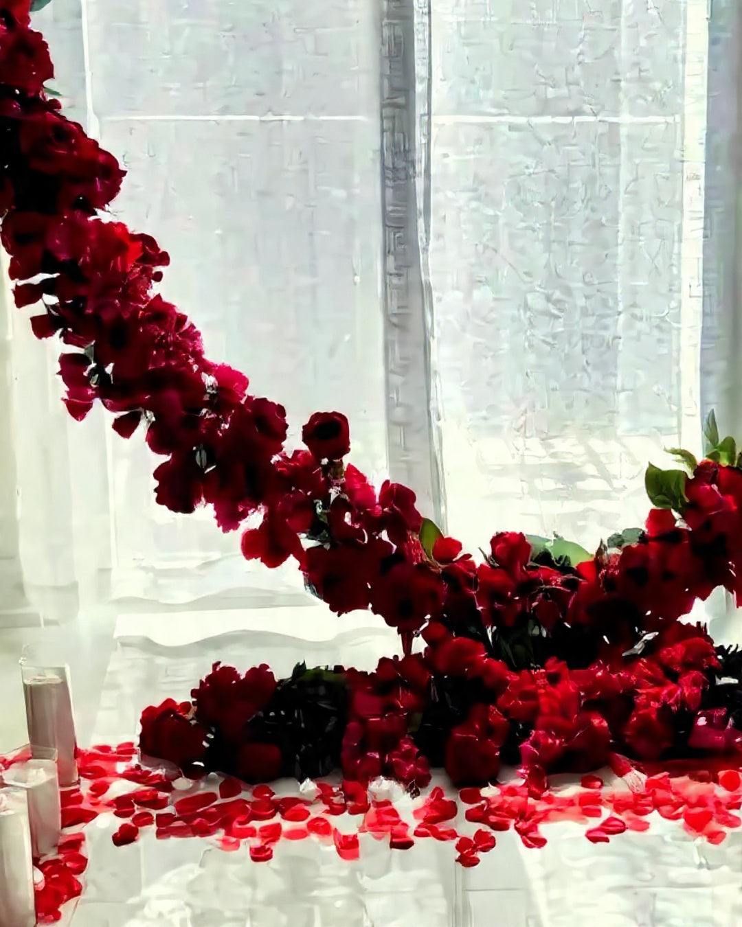 Royal Red Heart Floral Proposal Setup