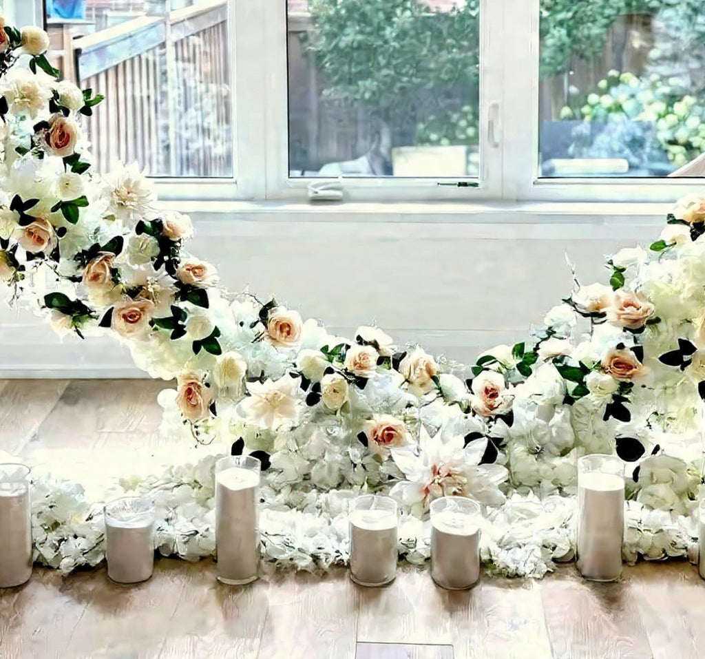 Luxury Heart Floral Ring Proposal Backdrop