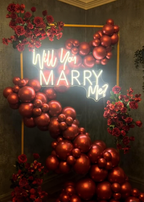 Will You Marry Me Romantic Red Balloon & Floral Proposal Setup
